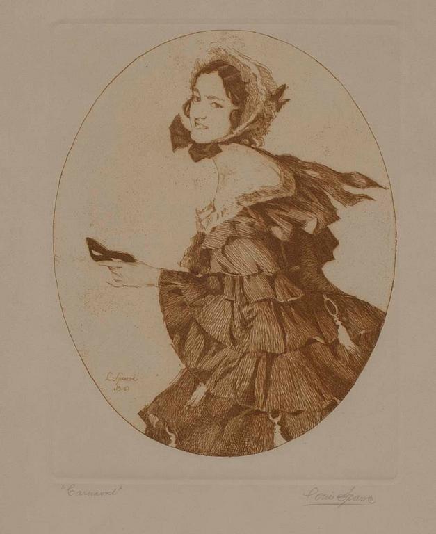 LOUIS SPARRE, CARNEVAL, etsning, sign. dat i plåten 1916.