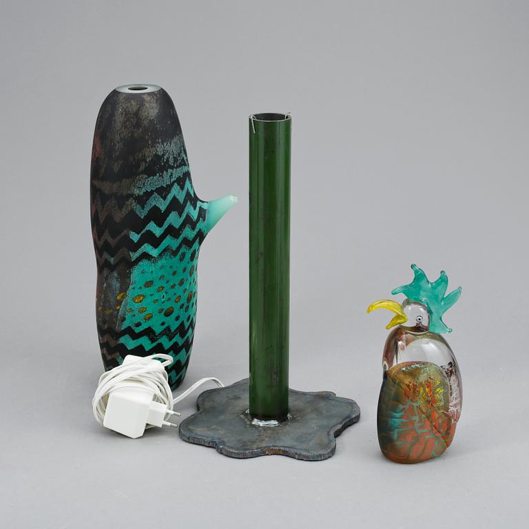 KJELL ENGMAN, skulptur, glas med belysning, Kosta Boda 1994.