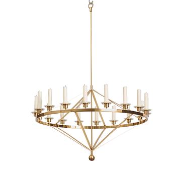 Sigurd Persson, a brass chandelier for 18 candles, Sweden, 1960s.