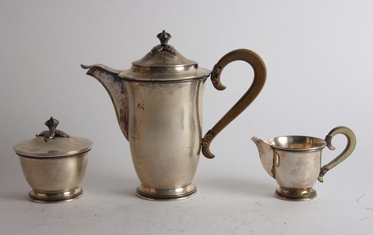 KAFFESERVIS, 3 delar, silver, Sverige 1949.