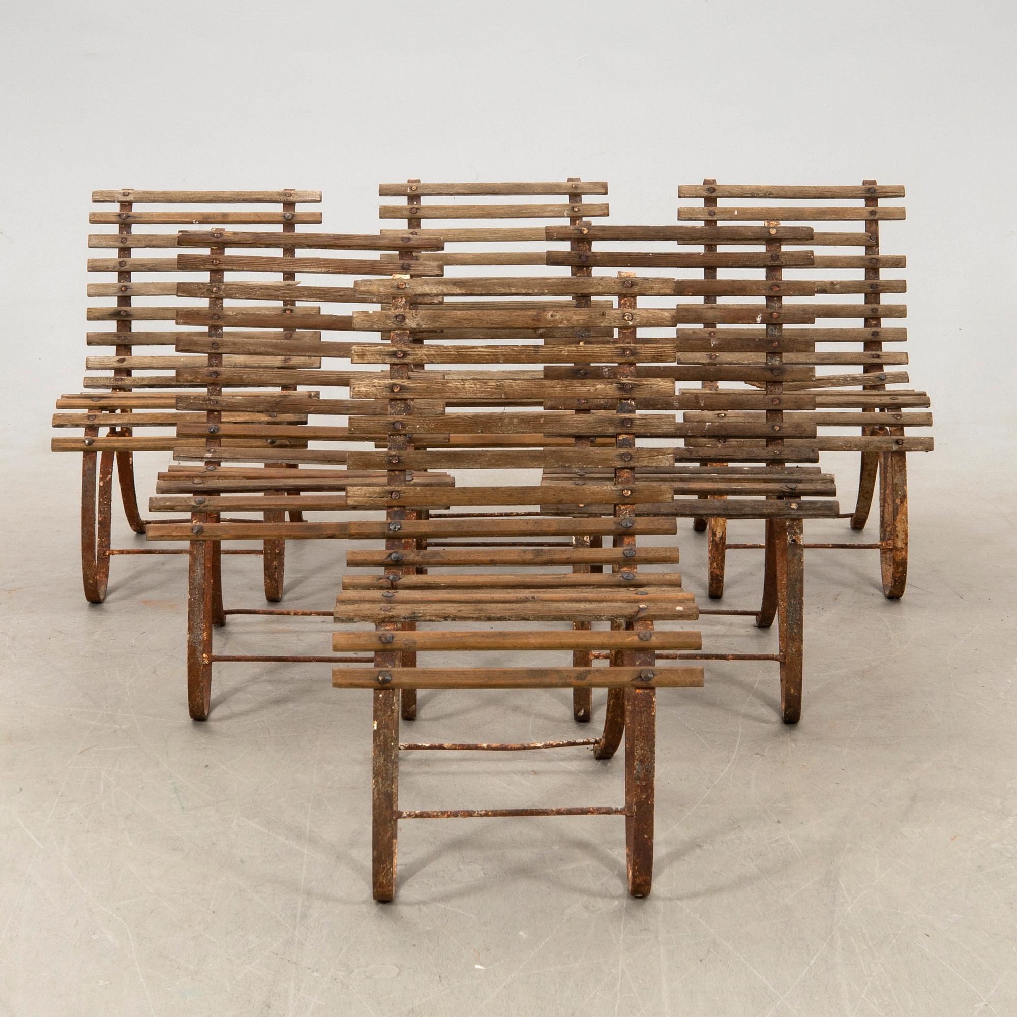 Garden chairs, 6 pieces, early 20th century.