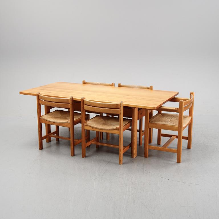Børge Mogensen, dining table, 4 chairs + 1 armchair with rope seats, "Asserbo", Company Karl Andersson & sons.