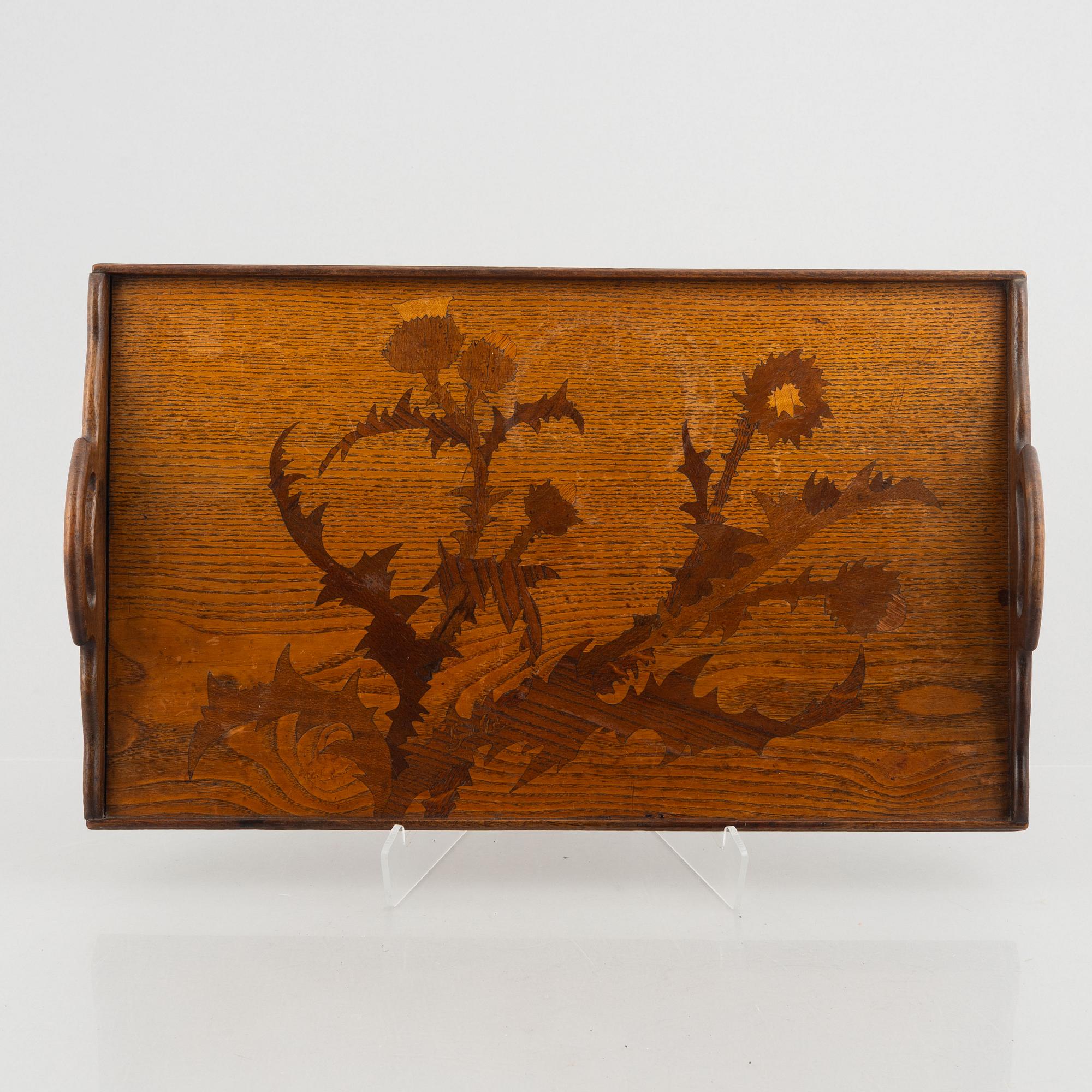 Emile Gallé, bricka, Art Nouveau, Frankrike, 1800-talets slut.