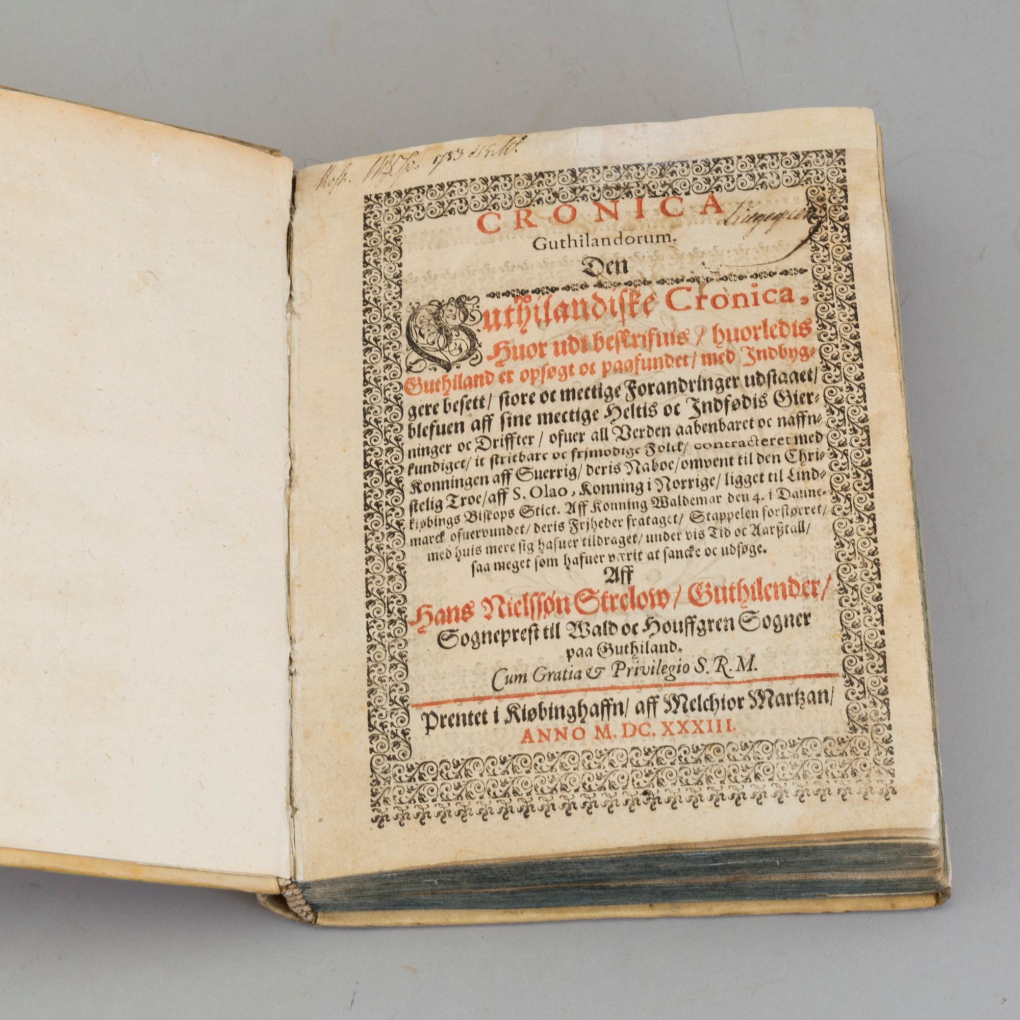 A book, Hans Nielssøn Strelow, 1633.