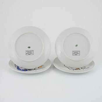 Fernand Léger, after. A set of eight porcelain plates, Biot, France.