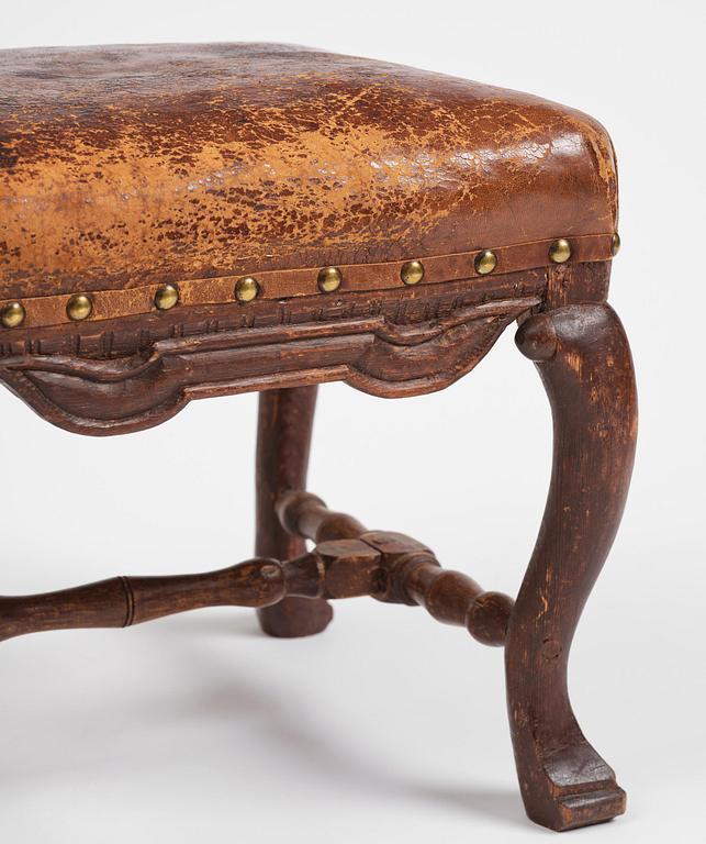 A Swedish late baroque stool, mid 18th century.