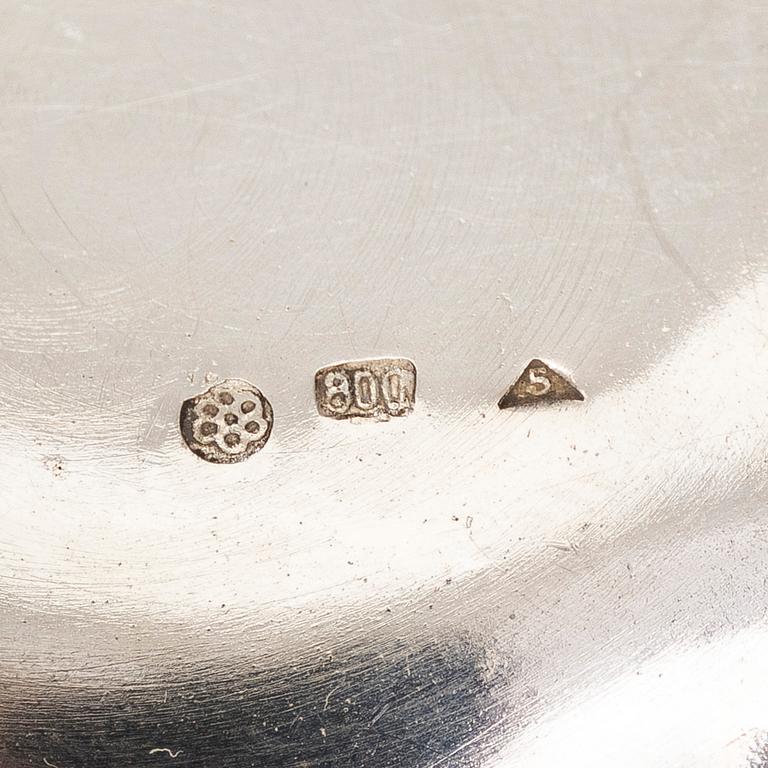 A tray with ashtrays, silver and glass, Czechoslovakia 1942-1945.