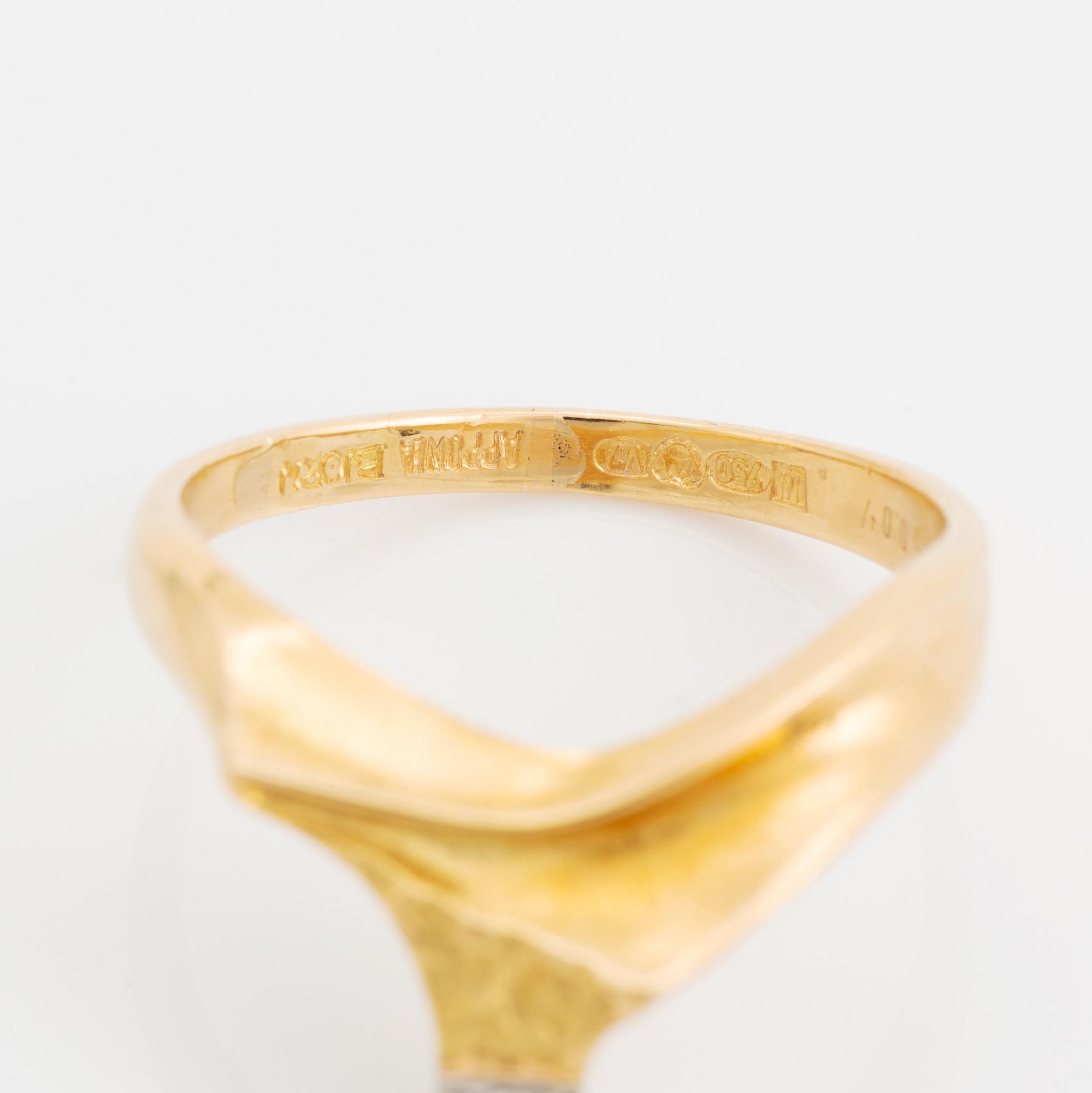 Björn Weckström, An 18K gold Lapponia ring DIamond promise" set with a round brilliant-cut diamond.