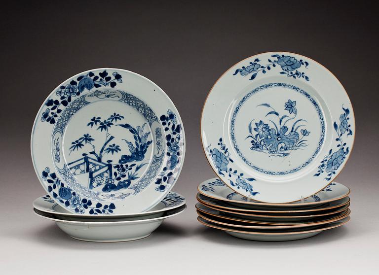 SERVISDELAR, 9st,porslin, Kina, Qianlong (1736-1795).