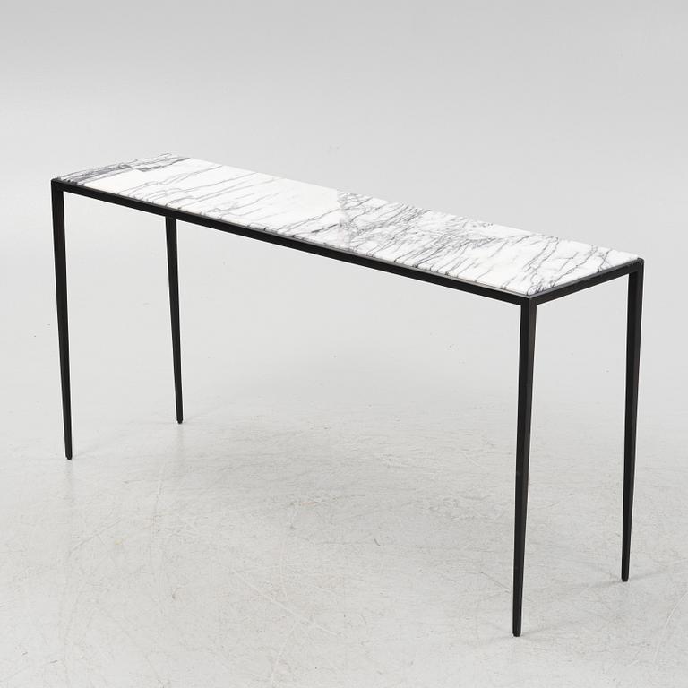 A steel and marble side table, Newport.