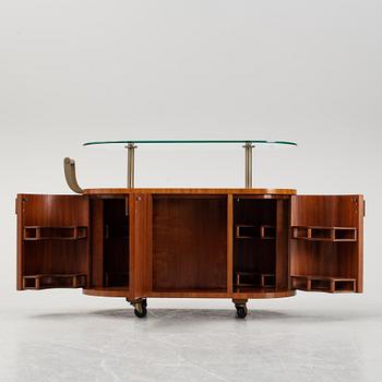 Birger Ekman, attributed to, a Swedish Modern bar-trolley by Mjölby Intarsia, 1930-1940's.