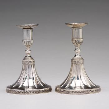 Johan Wasserman, ljusstakar, sk spelstakar, ett par, silver, Lindesberg 1780. Gustavianska.