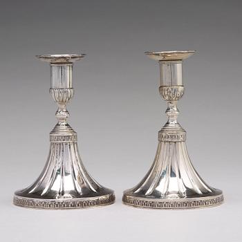 A pair of Swedish 18th century silver candlesticks, mark of Johan Wasserman, Lindesberg 1780.