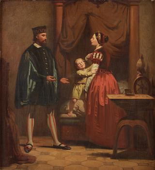 745. Johan Zacharias Blackstadius, Historical scene, possibly depicting Erik XIV, Karin Månsdotter and their son Gustav.