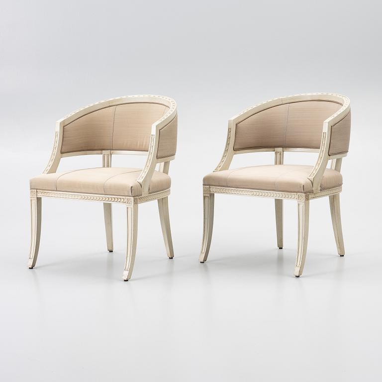 A pair of late-Gustavian style armchairs, late 20th Century.