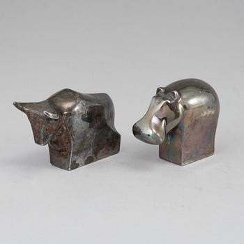 Two electro plated zinc figurines from Dansk Designs, Japan.