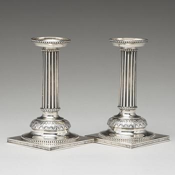 Stephan Westerstråhle, ljusstakar, ett par, silver, Stockholm 1793. Gustavianska.