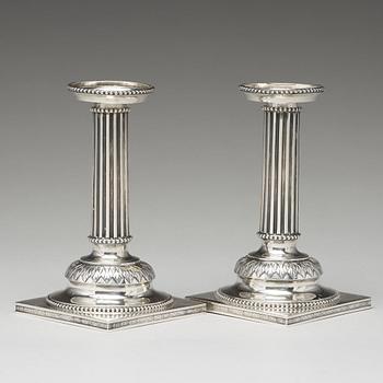 A pair of Swedish 18th century silver candlesticks, mark of Stephan Westerstråhle, Stockholm 1793.