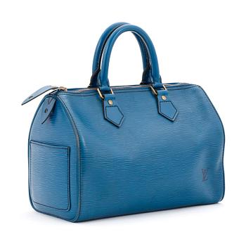 LOUIS VUITTON, a blue epi letaher "Speedy ".