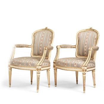 43. A pair of Transition (rococo/gustavian) armchairs.