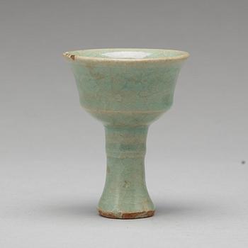 A celadon glazed bowl and stemcup, Song/Yuan dynasty.