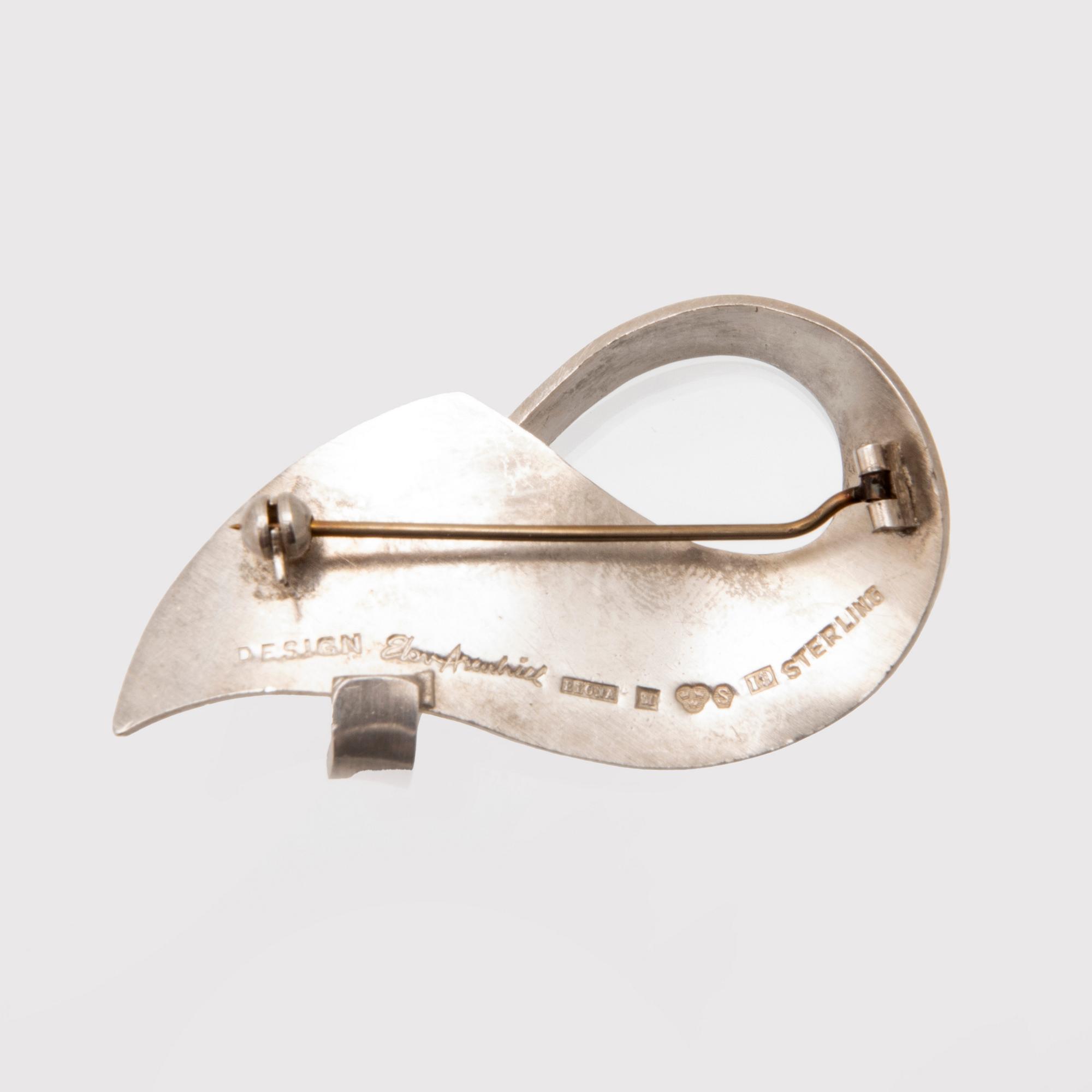 Gustaf och Elon Arenhill, brosch och ett par örhängen silver, Malmö 1954 och 1959.