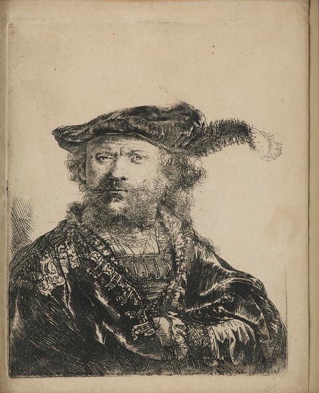 Rembrandt Harmensz van Rijn, Self portrait in a beret with a feather.