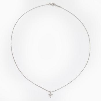Tiffany & Co, an 18K white gold "Metro Cross" necklace with diamonds.