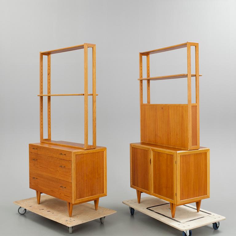 BOKHYLLOR, 2 st, teak, 1960-tal.