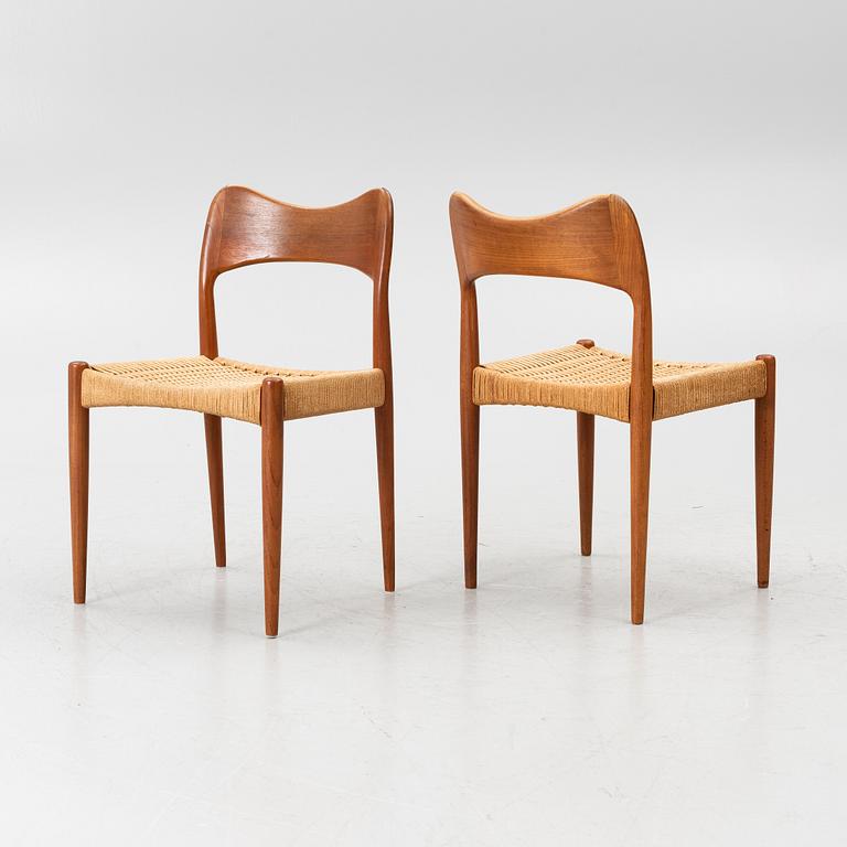 Arne Hovmand-Olsen, 4 chairs, Mogens Kold, Denmark, 1960s.