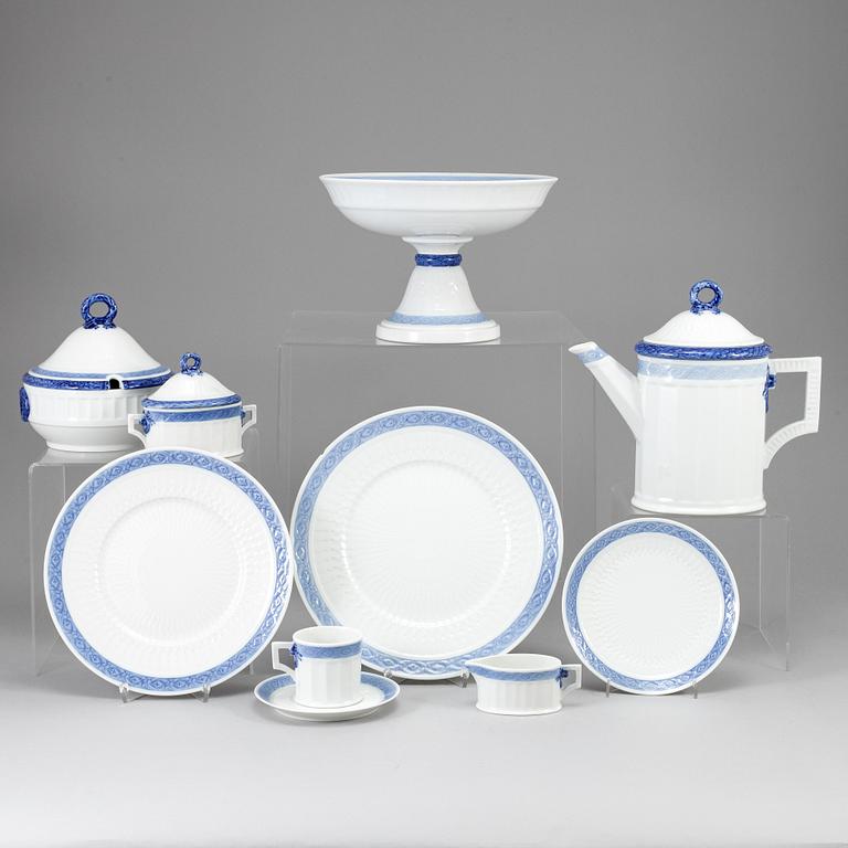 An Arnold Krog 'Blå Vifte' part porcelain coffee and tea service, Royal Copenhagen, Denmark (55 pieces).