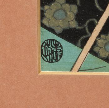 Utagawa Kunisada, 'Ghost', 'Warrior' and Yoshitaki 'Kabuki actor'.