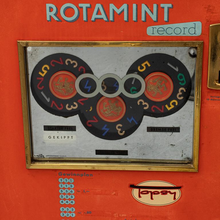 a mid 20th century Rotamint Record gambling machine.