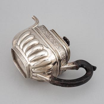 A Russian 19th century parcel-gilt silver tea-pot, mark of Anton Christian Iwersen, St. Petersburg 1828.