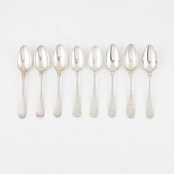 A set of eight Swedish silver spoons, including Stephan Westerstråhle, Stockholm 1794.