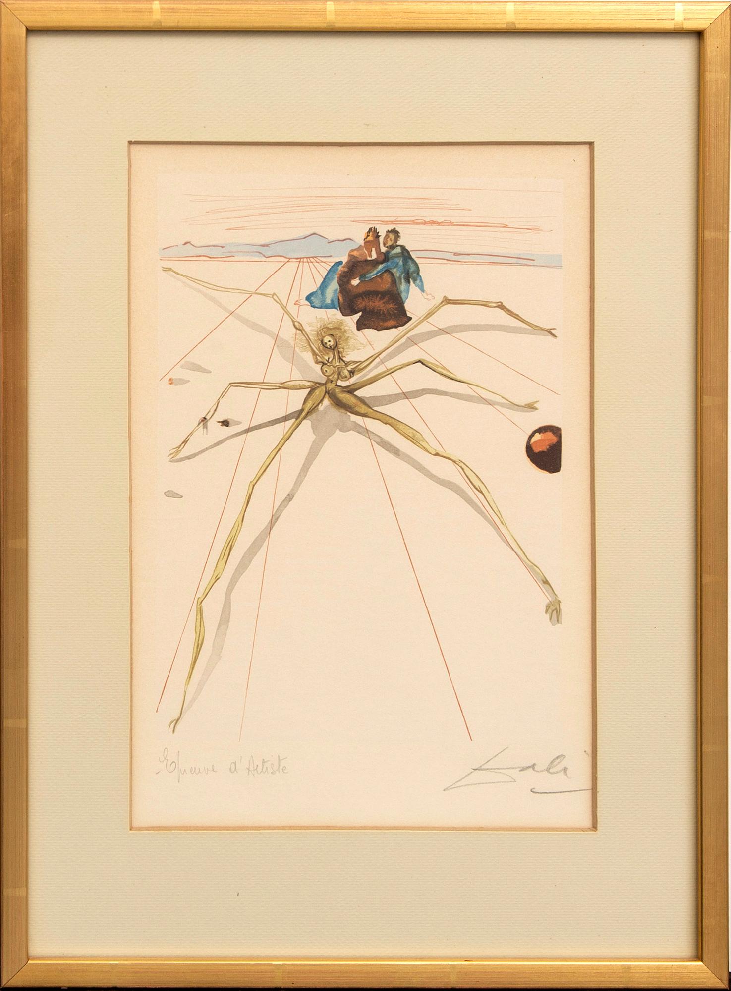Salvador Dalí, woodcut in color signed and numbered Épreuve D'artiste.