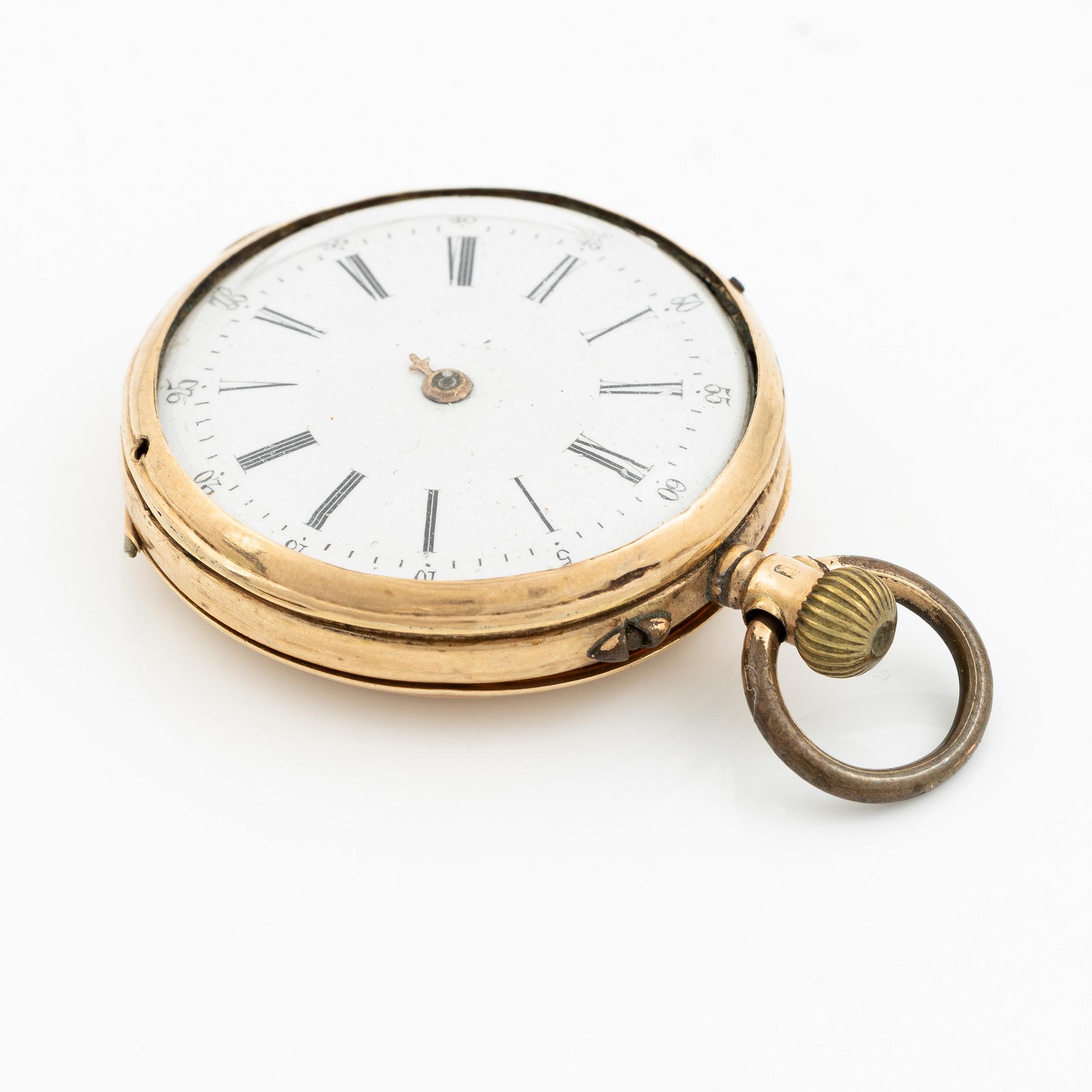Pocket watch, 14K gold, 31 mm.