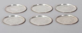 GLASUNDERLÄGG, 6 st, silver, Georg Jensen.