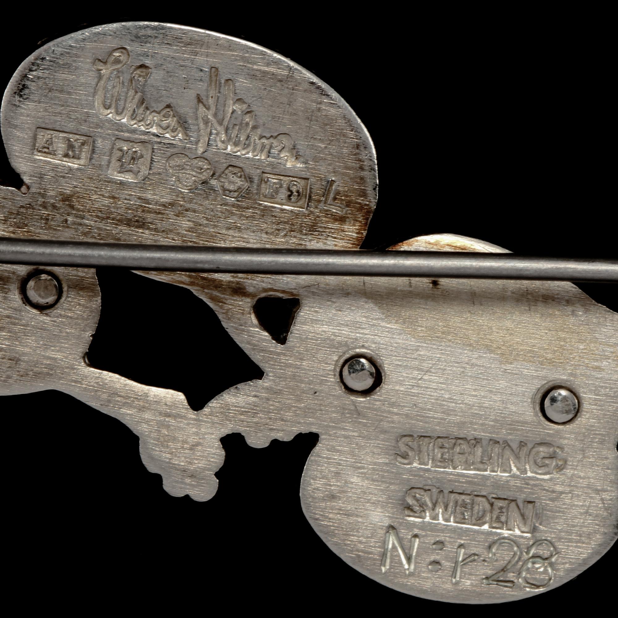 BROSCH, sterlingsilver, Wiwen Nilsson, Lund, 1956. Vikt 16 g.