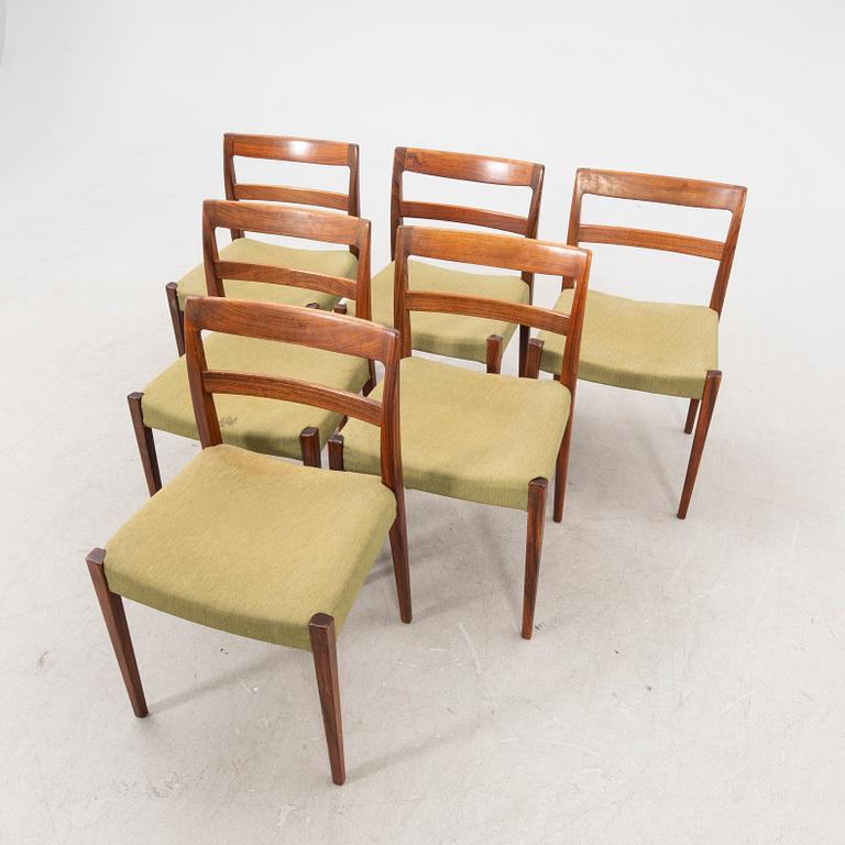 A Nils Jonsson jakaranda dining group 7 pcs Troeds Bra Bohag, Bjärnum, mid-20th century.