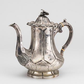 KAFFEKANNA, silver, något otydliga stämplar. Troligen Gabriel Dahlberg, Lund 1856.