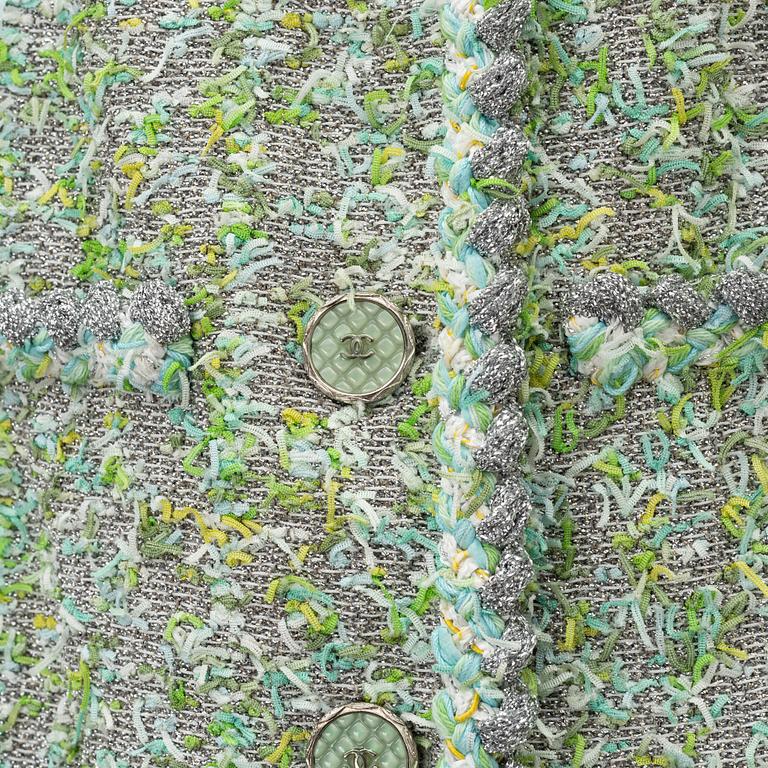 Chanel, a green and silver bouclé jacket, 2018, French size 34.