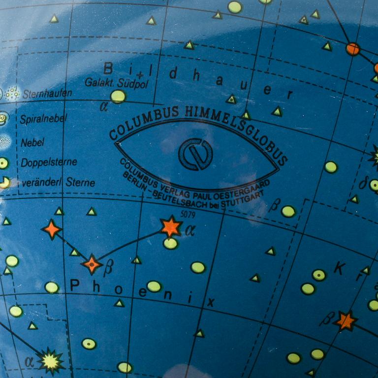 ASTRONOMISK GLOB, plast, typ 54, Columbus Jordglob, 1900-talets andra hälft.