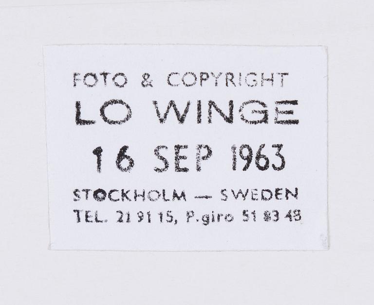 Lo Winge & Carl Fredrik Reuterswärd, photography, 1962.