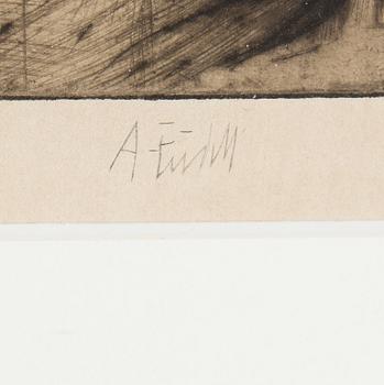 AXEL FRIDELL, dry point etching, signed A. Fridell.