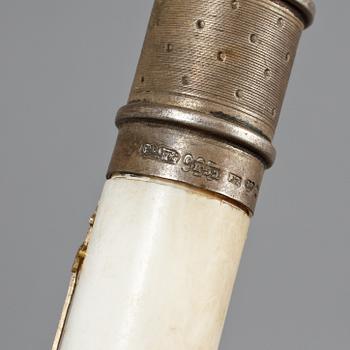 BREVKNIV, silver, ametist och ben, silverstämplat C.G Hallberg, Göteborg, 1908.