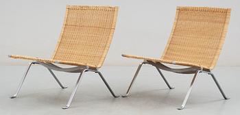 FÅTÖLJER, ett par, "PK-22", Paul Kjaerholm för Fritz Hansen, Danmark, 1996.