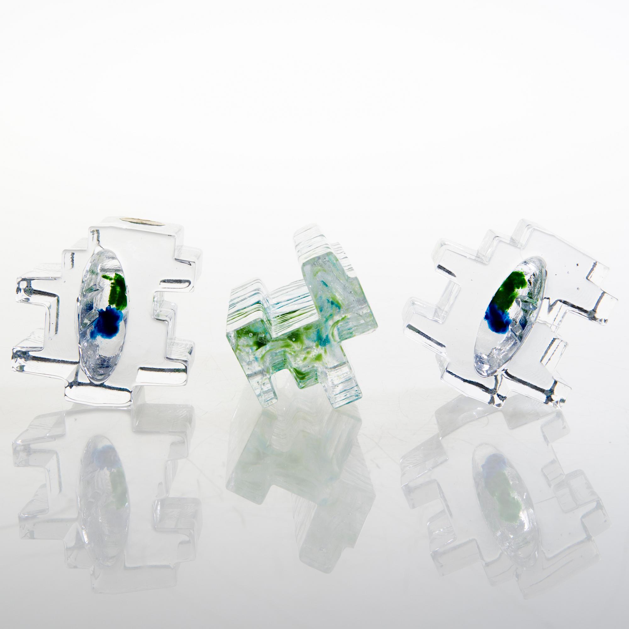 HELENA TYNELL, Three 'Forest' sculptures, one signed Helena Tynell Riihimäen Lasi Oy.