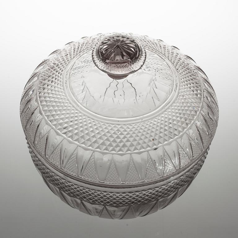 BÅLSKÅL  MED LOCK, glas, 1800-tal.