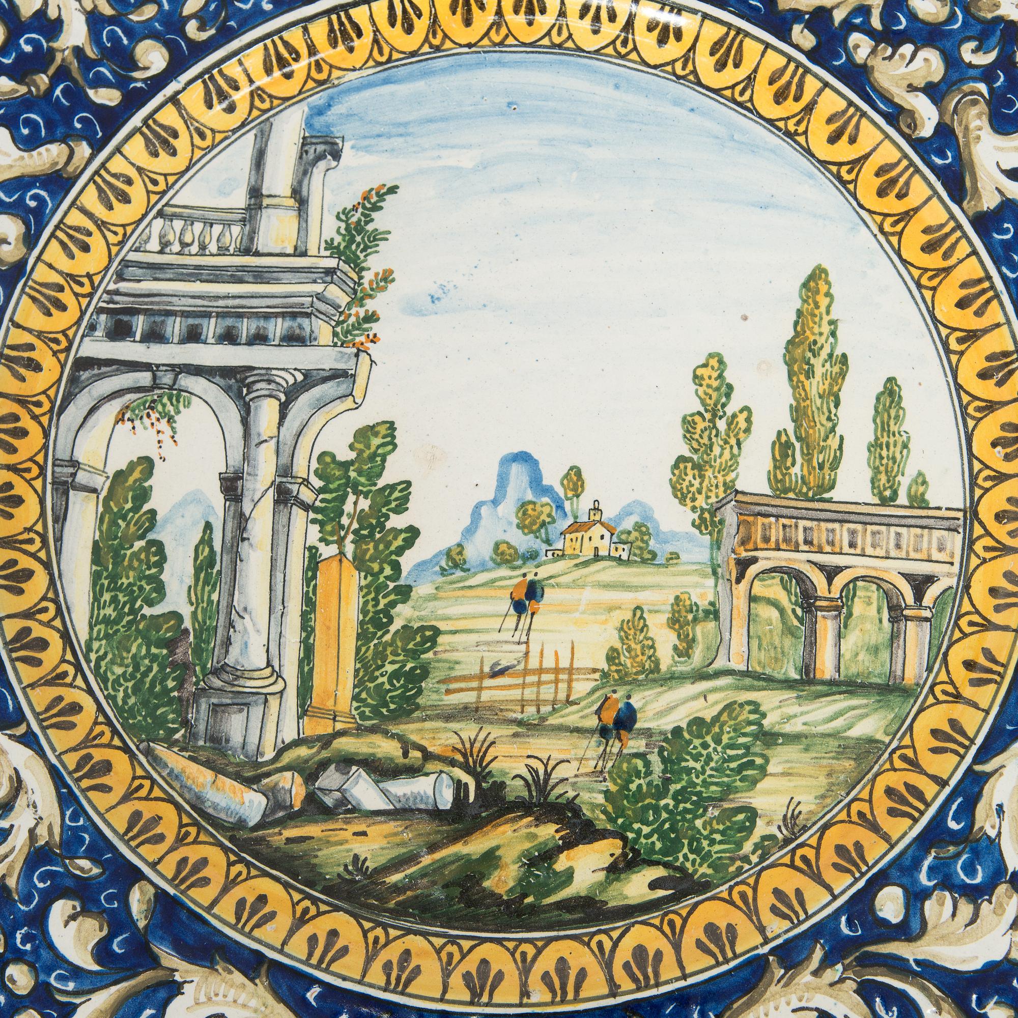 Two faience chargers in historic style, Italy, late 19th century.